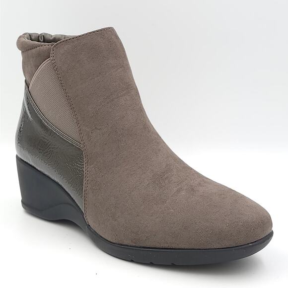 Karen Scott Shoes - Karen Scott Women Wedge Heel Ankle Booties Carina Size US 9.5M Grey Fabric